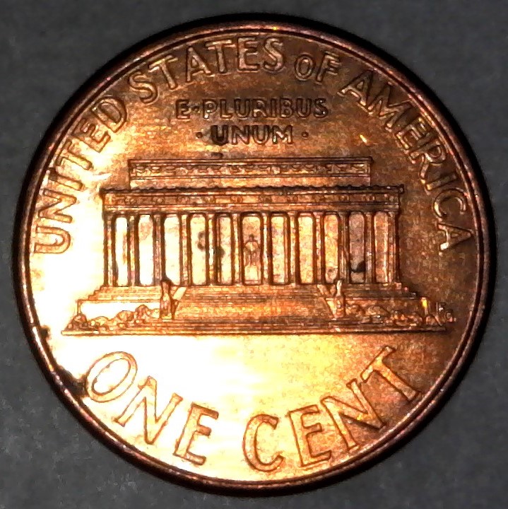 1999-P-Lincoln-Memorial-Cent-With-Nice-Column-Bar-DDR-To-The-Right